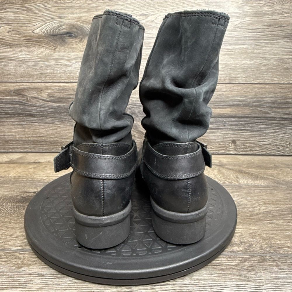 Bogs Carly Black Leather Pull on SLOUCH Mid-Calf Winter WATER PROOF Boots US 6.5 - Picture 3 of 8